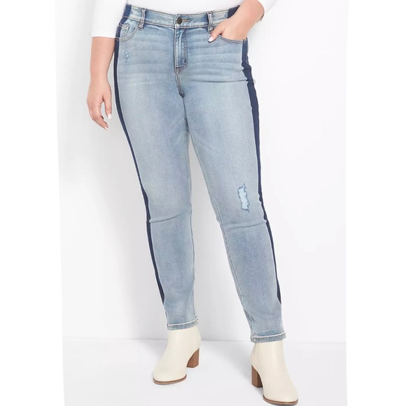 Lane Bryant Signature Fit Body Icon Straight Jean Two-Tone - Picture 2 of 7
